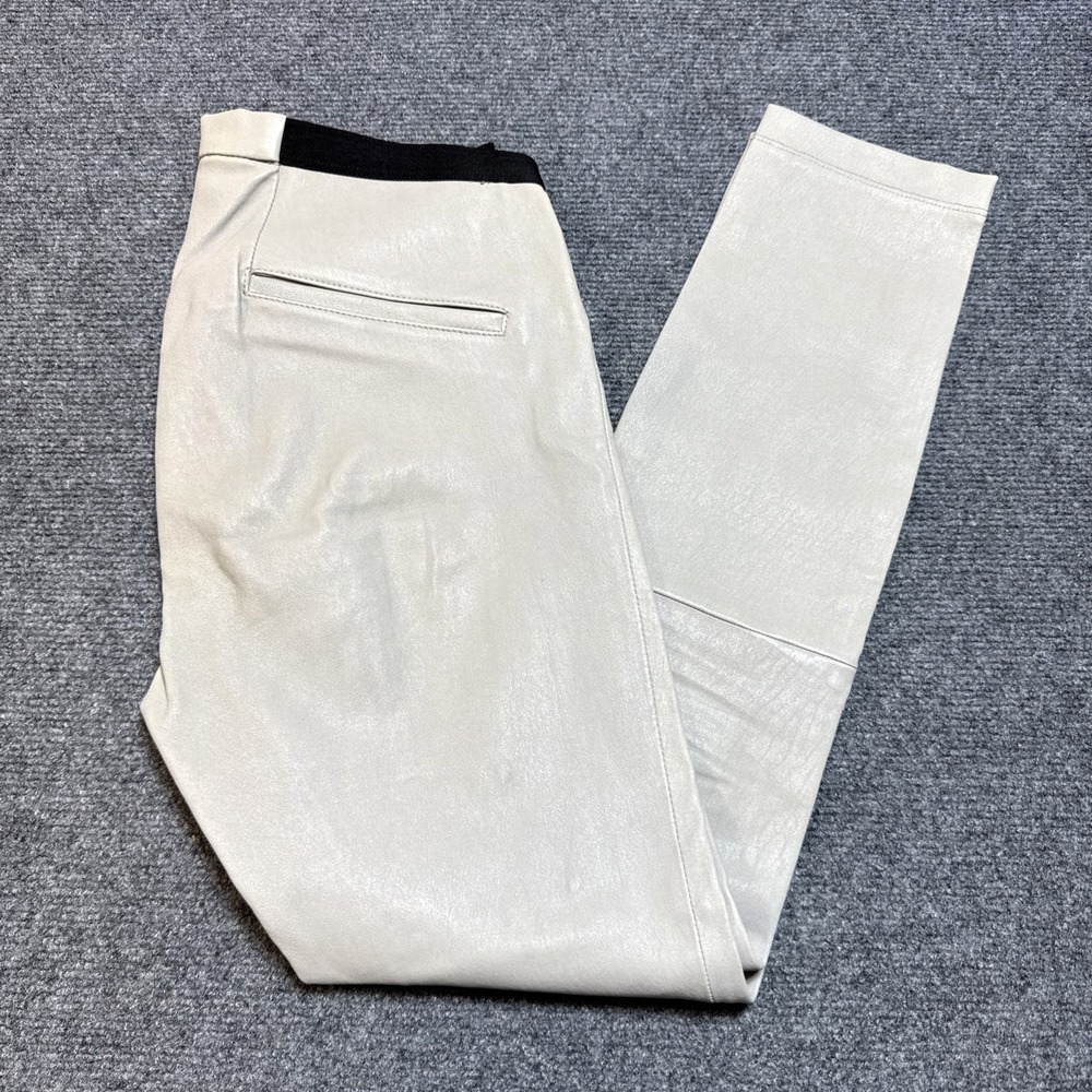 Helmut Lang Lamb Leather Pants Women Sz 6 Pull On Legging Grey Butter Soft